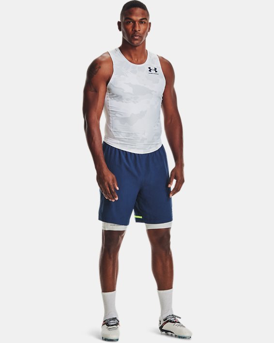 Herren UA Iso-Chill Lange Kompressions-Shorts mit Aufdruck, White, pdpMainDesktop image number 2